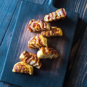 Pizza rolls on the wooden board