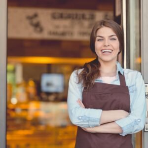 Smiling woman in the bakery